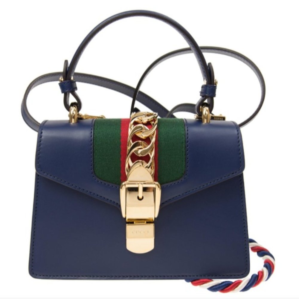 Gucci Sylvie Mini Shoulder Bag in Navy Blue